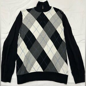 Old Navy Argyle Quarter Zip Sweater Medium